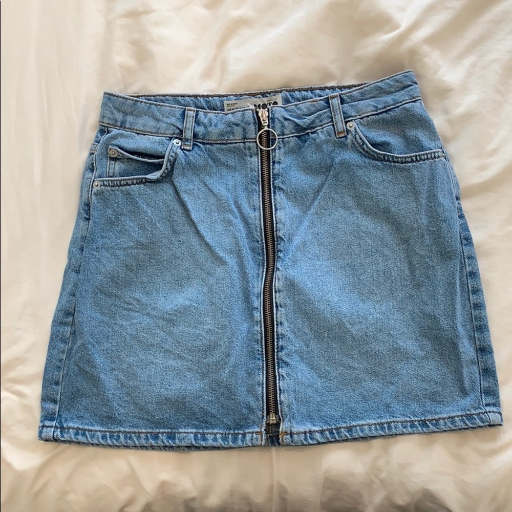 Topshop denim skirt with front zip